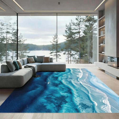 Azure Waters With White Foam Lines Rug