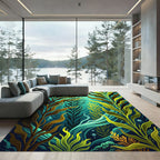 Lush Teal Kelp Seaweed Forest Rug