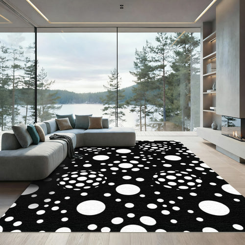 Black White Polka Dot Sphere Pattern Rug