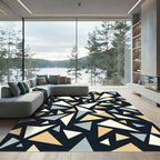 Modern Neutral Geometric Triangle Shatter Rug