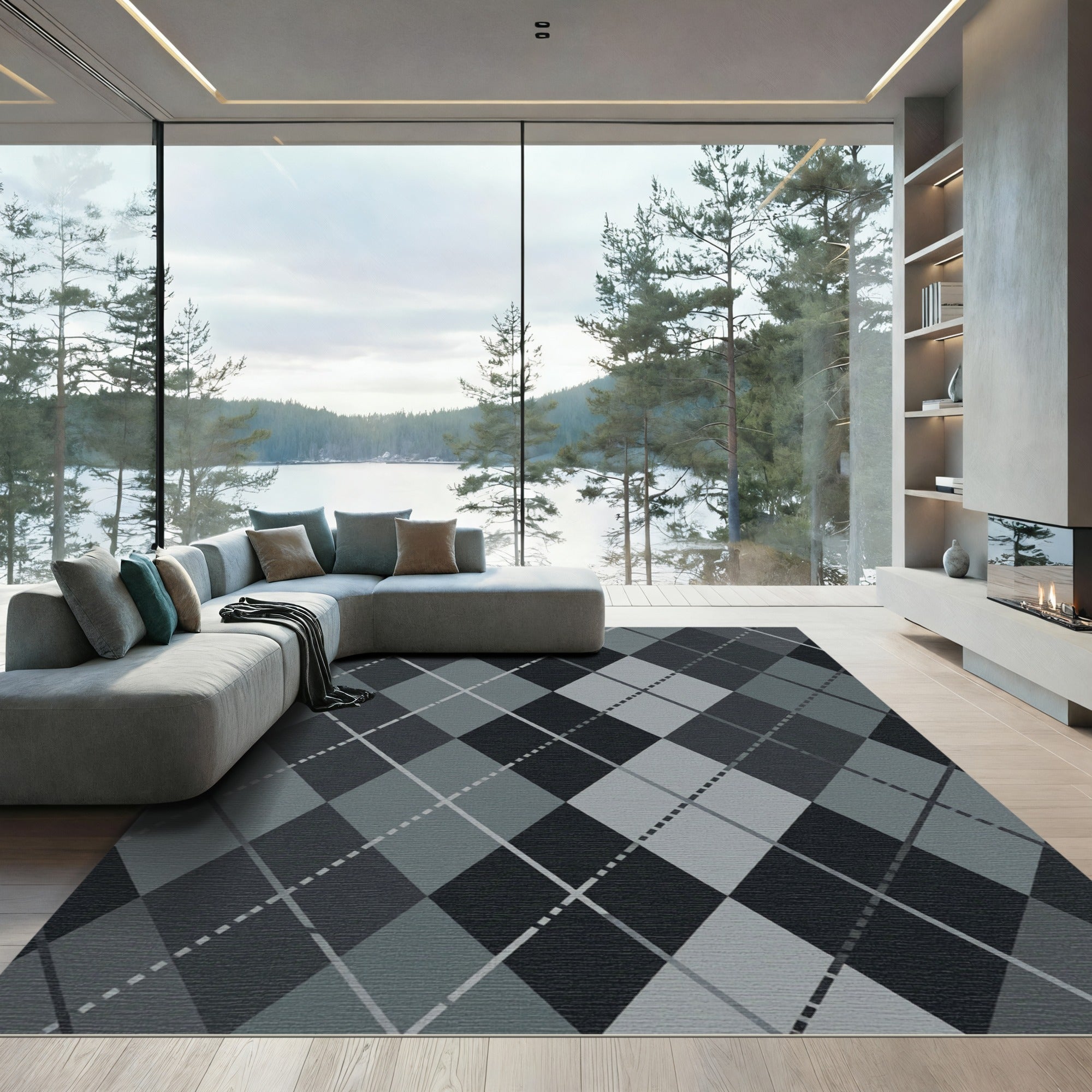 Monochromatic Diamond Argyle Weave Rug