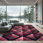 Sophisticated Gold and Magenta Geometric Pyramids Rug
