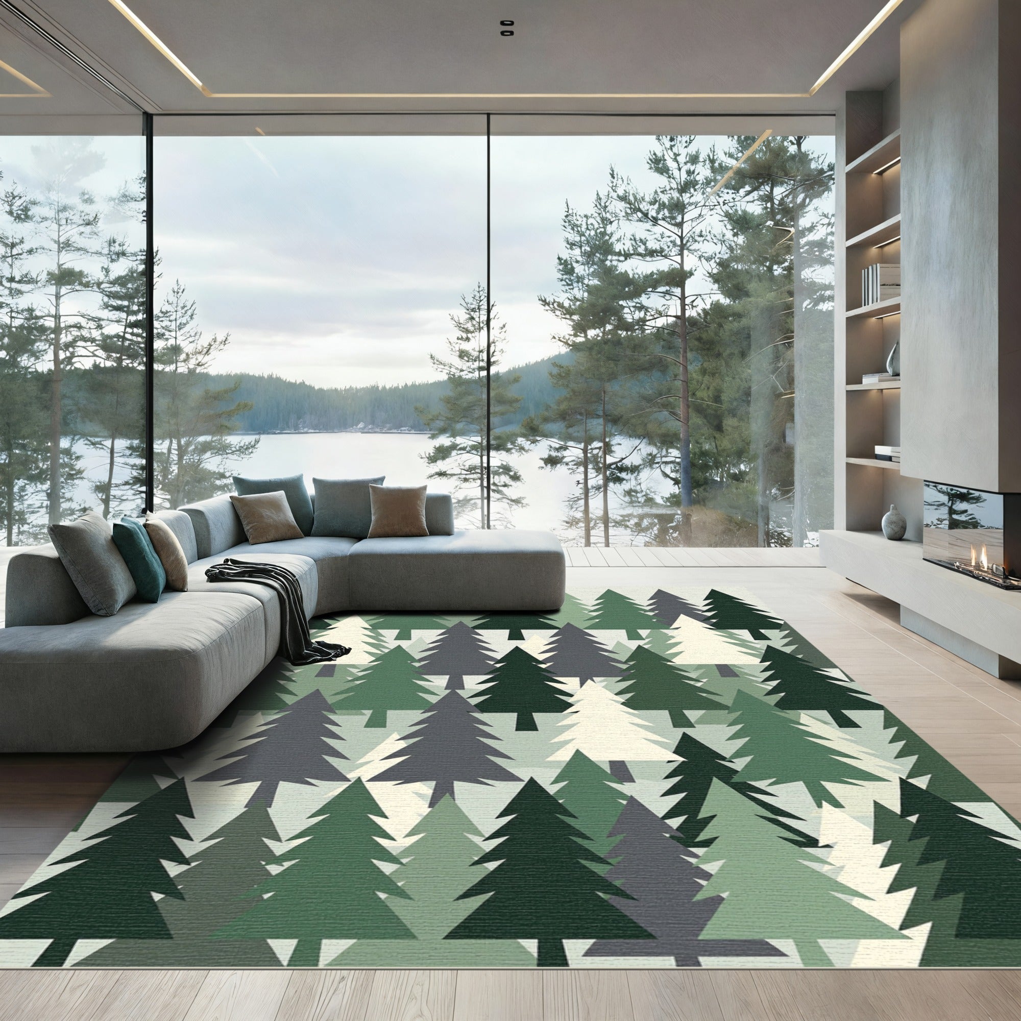 Mid Century Modern Forest Pine Rug