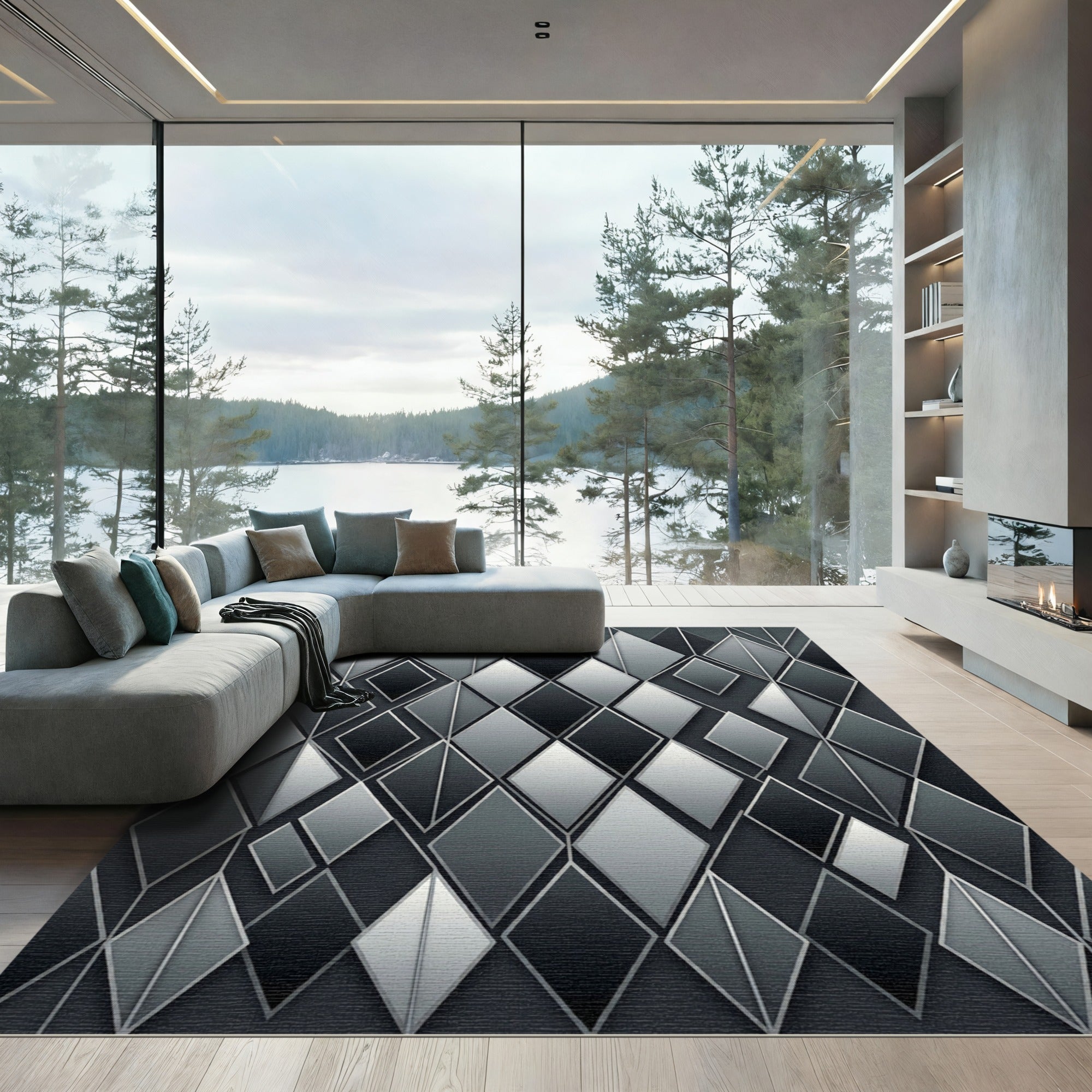 Monochromatic Gray Dimensional Diamond Geometric Rug
