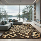 Fossilized Paleontological Earthy Bone Illustration Rug