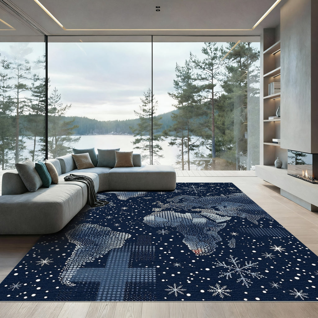 Celestial Winter World Map Constellation Rug