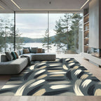 Abstract Brush Stroke Swirls Rug