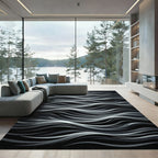 Monochromatic Abstract Swirl Waves Rug