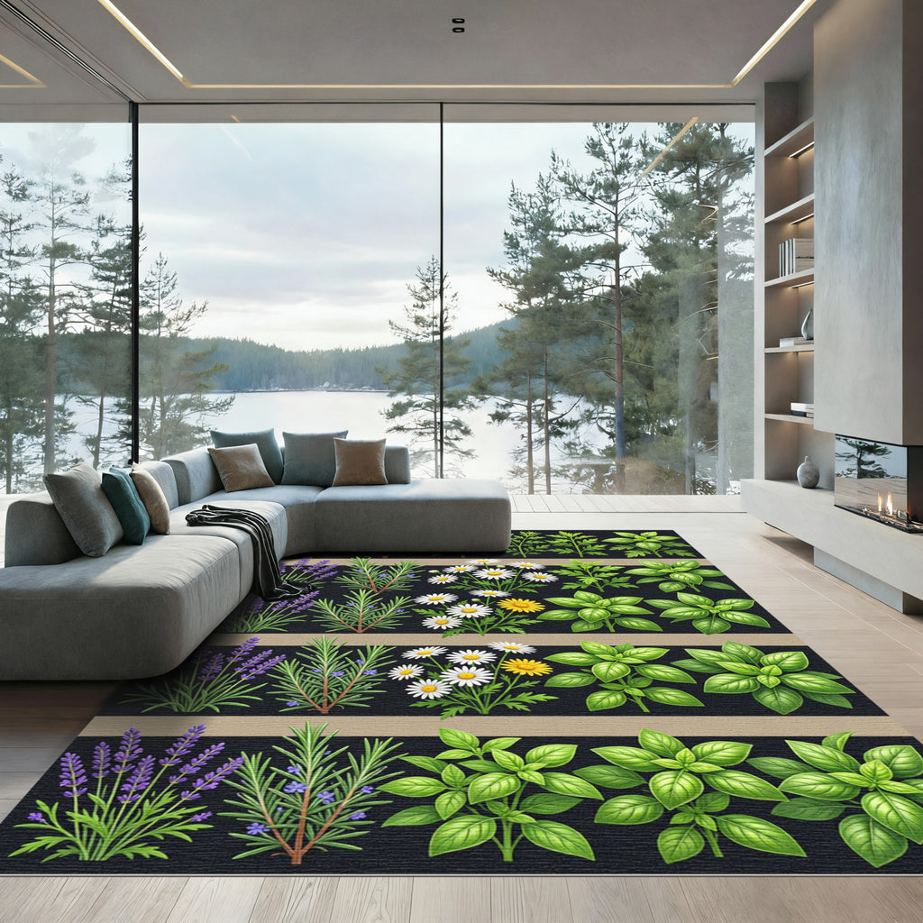 Botanical Garden Herb Grid Rug