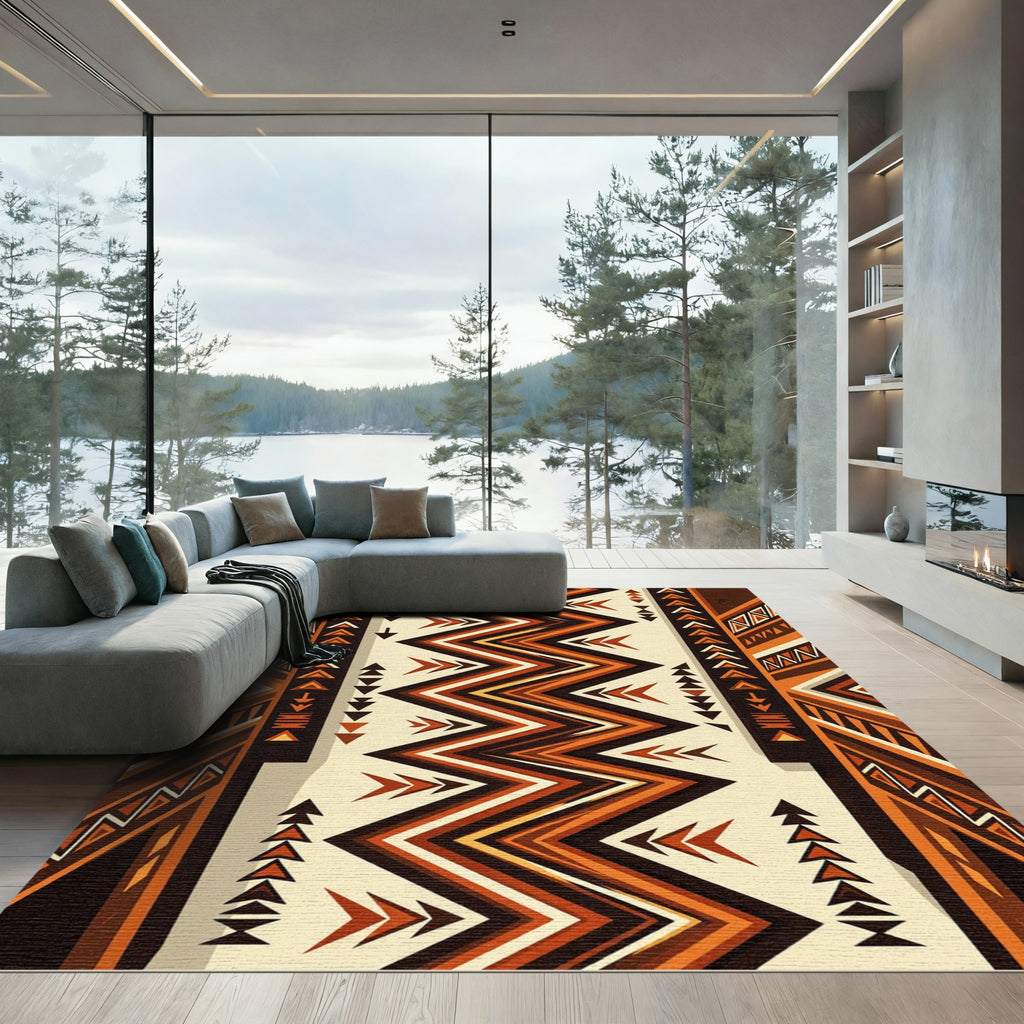Earthy Terracotta Zigzag Geometric Shuttles Rug