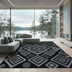 Monochromatic Diamond Ethnic Geometric Rug