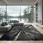 Monochromatic Gothic Starburst Filigree Medallion Rug