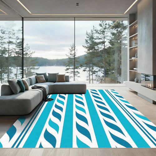 Aqua Blue Twisted Stripe Rug