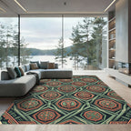 Sage And Terracotta Geometric Hexagon Tile Rug
