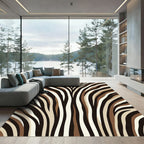 Abstract Earthy Tone Zebra Stripe Rug