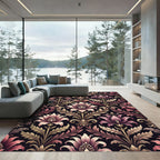 Elegant Mauve Floral Damask Rug