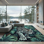 Tiger in Lush Tropical Forest Rug