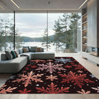 Red Blue Sparkling Snowflakes Background Rug