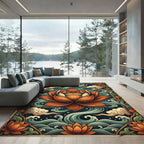 Elegant Burnt Orange Zen Lotus Rug