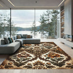 Vintage Floral Damask Earthy Bronze Rug