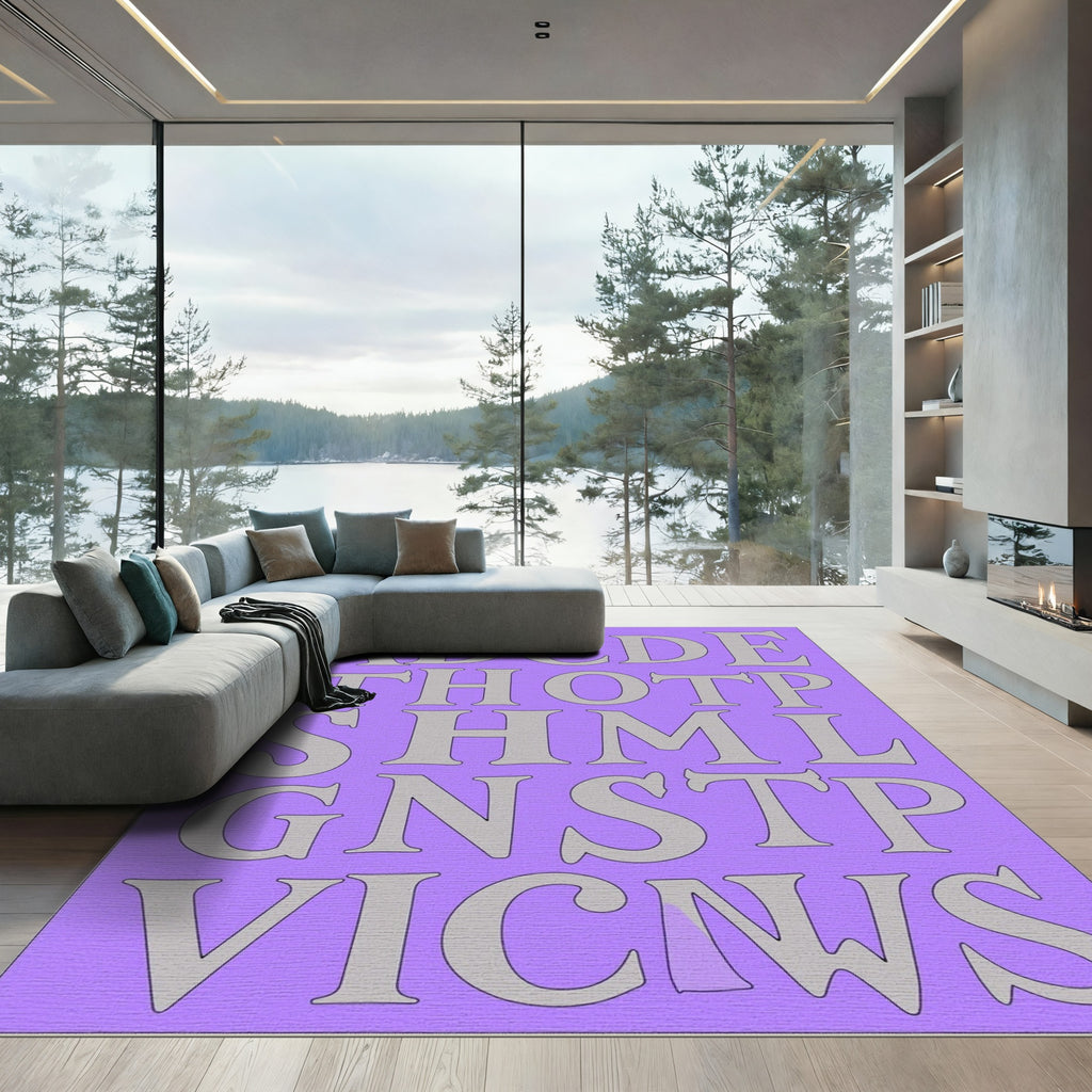 Lavender Gray Alphabet Layout Rug