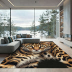 Elegant Gold Chain Ocelot Portrait Rug