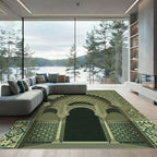 Olive Green Intricate Islamic Arch Rug