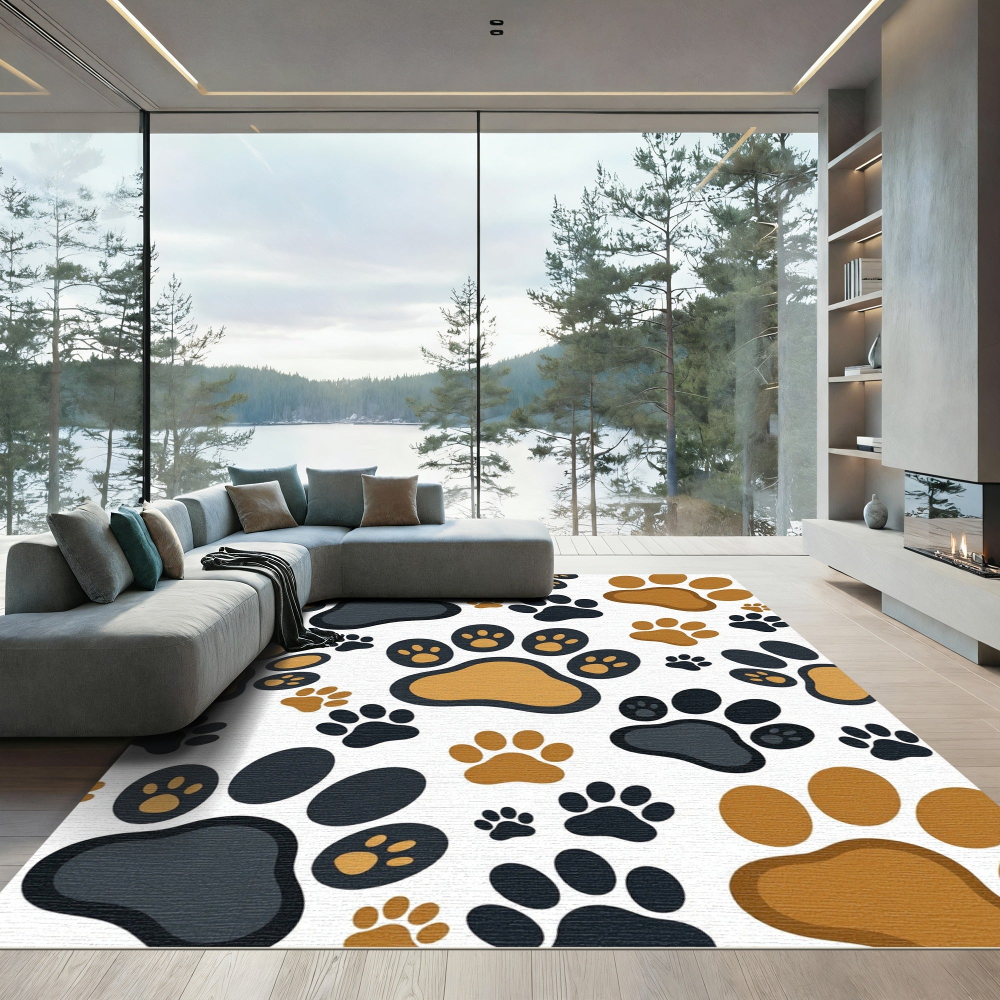Playful Two Tone Animal Paw Rug