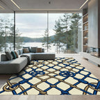 Navy and Gold Nautical Rope Lattice Rug