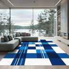 Modern Blue Plaid Geometric Check Rug