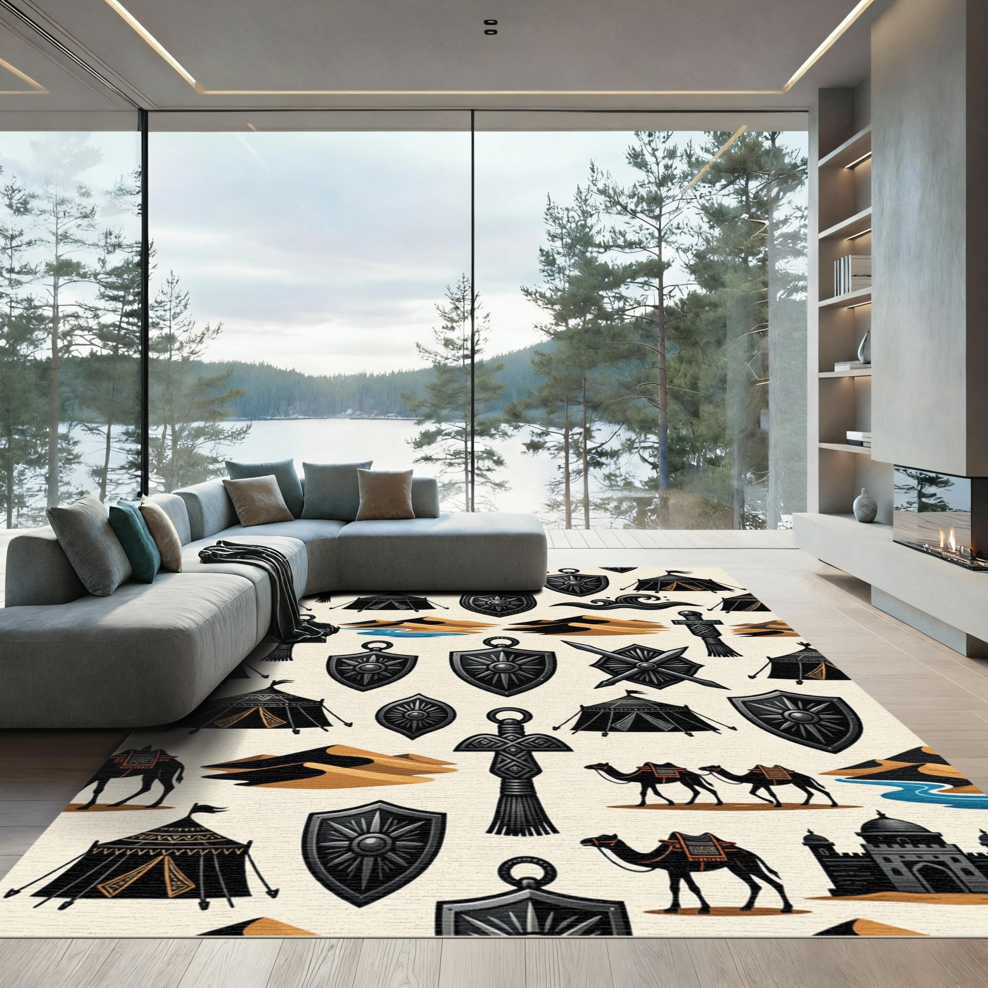 Desert Caravan Tent Shield Motif Rug