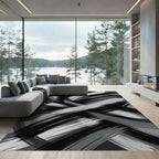 Monochrome Brush Stroke Swirl Rug