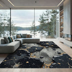 Black Gold Stone Fragment Abstract Rug