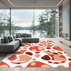 Whimsical Terracotta Abstract Cat Illustration Rug