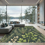 Sage Green Botanical Herb Garden Rug