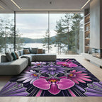 Ornate Purple Orchid Gemstone Mandala Rug