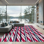 Vivid Red White Jagged Stripe Rug