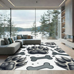 Monochrome Paw and Bone Animal Art Rug