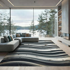 Monochromatic Wave Abstract Splatter Rug