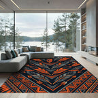 Geometric Feather Arrow Southwest Orange Rug