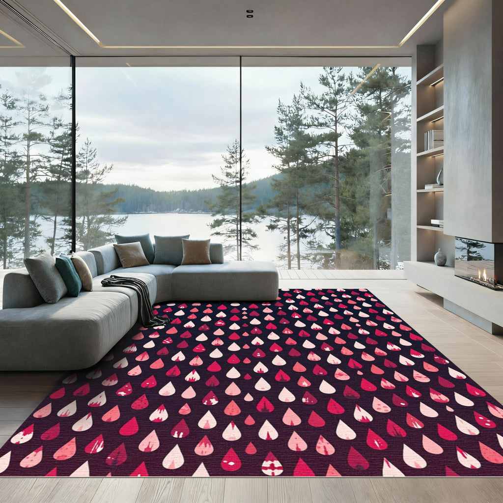 Crimson Gradient Droplet Collage Rug