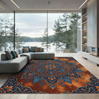 Rich Azure Floral Medallion Rug