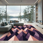 Geometric Mauve and Midnight Mountain Peaks Rug
