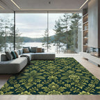 Lush Green Floral Damask Rug