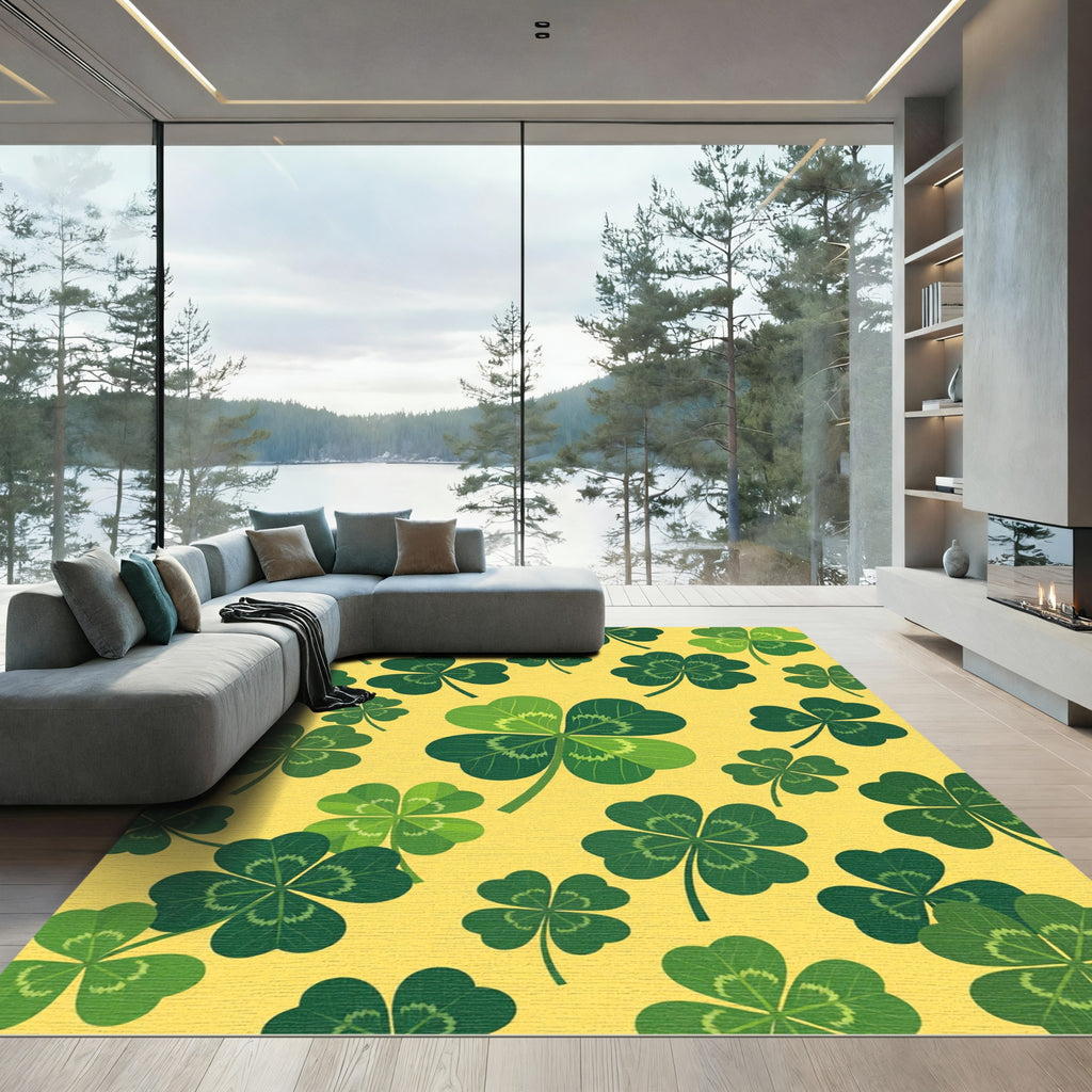 Lucky Four Leaf Clover Yellow Rug