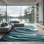 Modern Abstract Ocean Wave Rolling Tide Rug