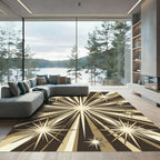 Retro Starburst Beige Radial Rug