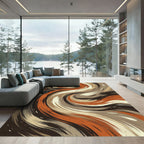 Abstract Earth Tone Swirling Wave Rug