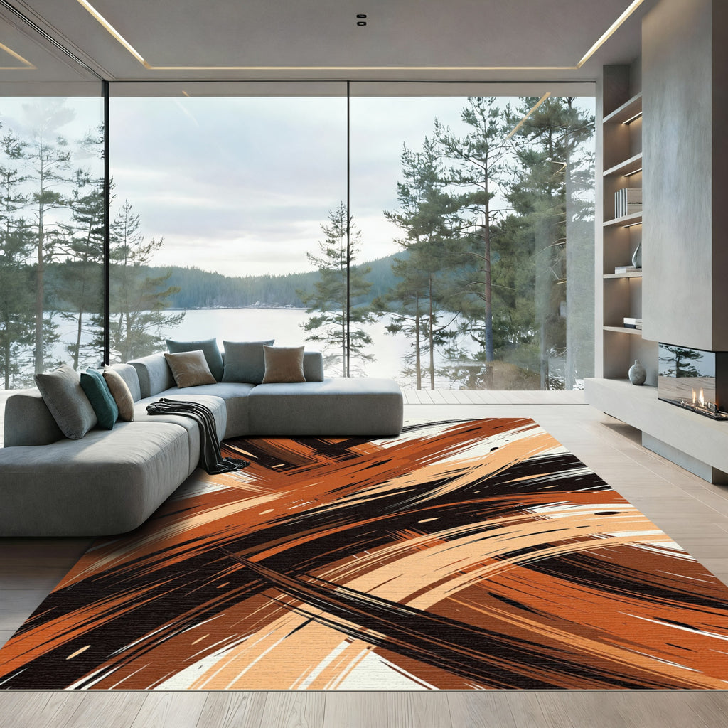 Modern Earthy Abstract Sweep Rug