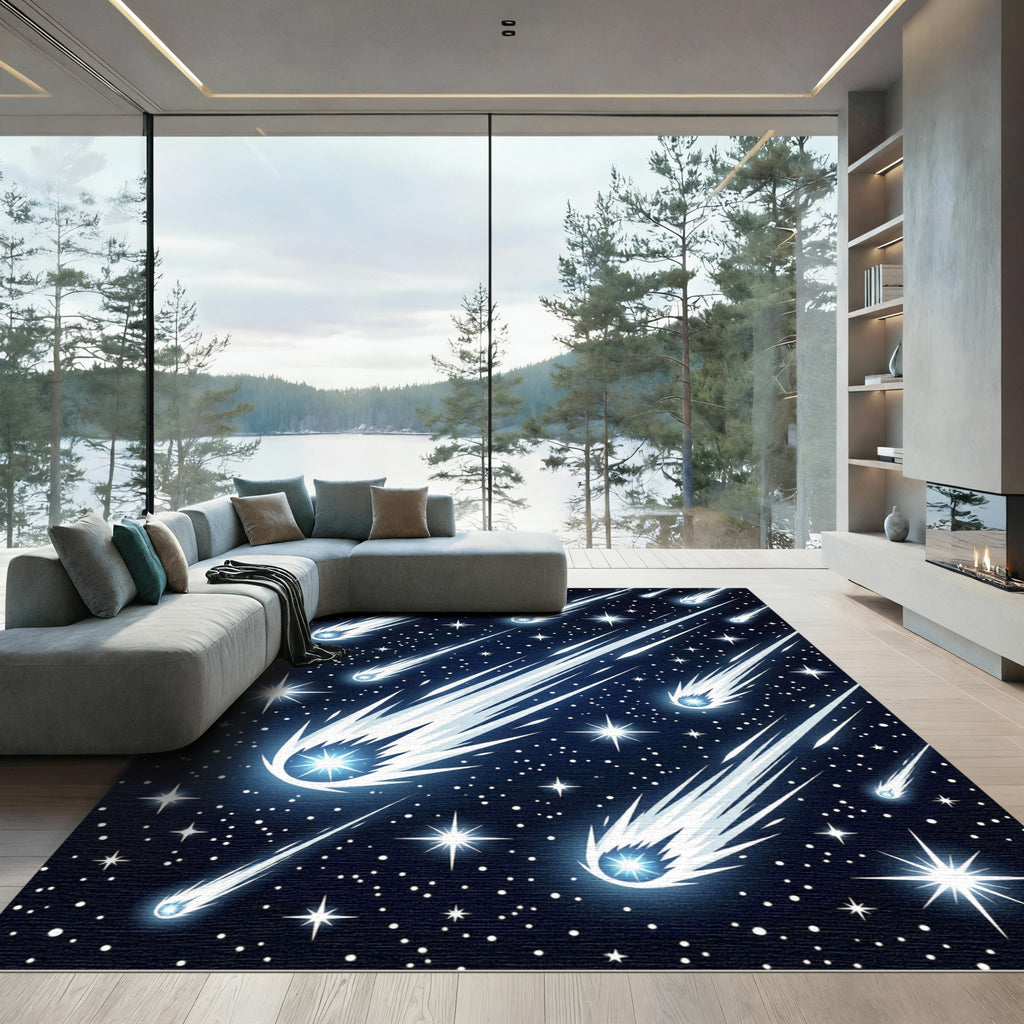 Cosmic Shooting Starry Night Sky Rug